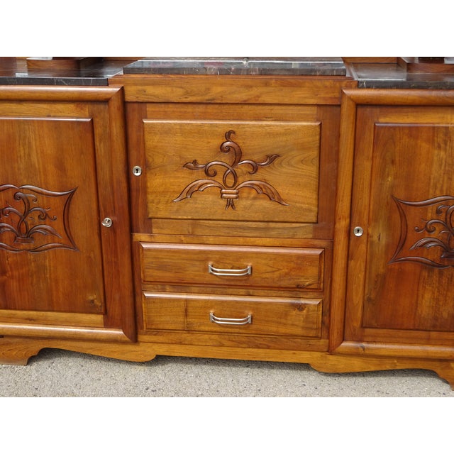 Large Mid-Century Modernn Walnut and Black Marble Cupboard For Sale - Image 5 of 18