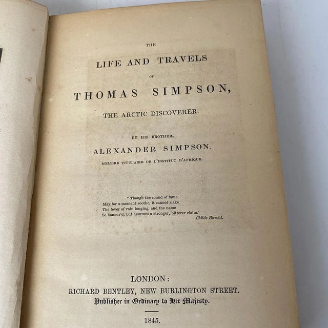 Brown 1st Edition Book: The Life and Travels of Thomas Simpson by Alexander Simpson For Sale - Image 8 of 11