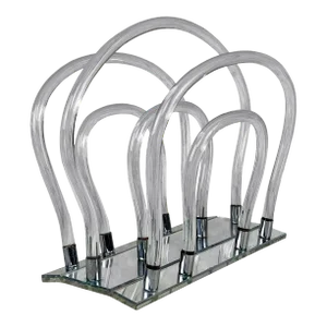 Mid-Century Lucite Tubular Magazine Rack Stand by Dorothy Thorpe