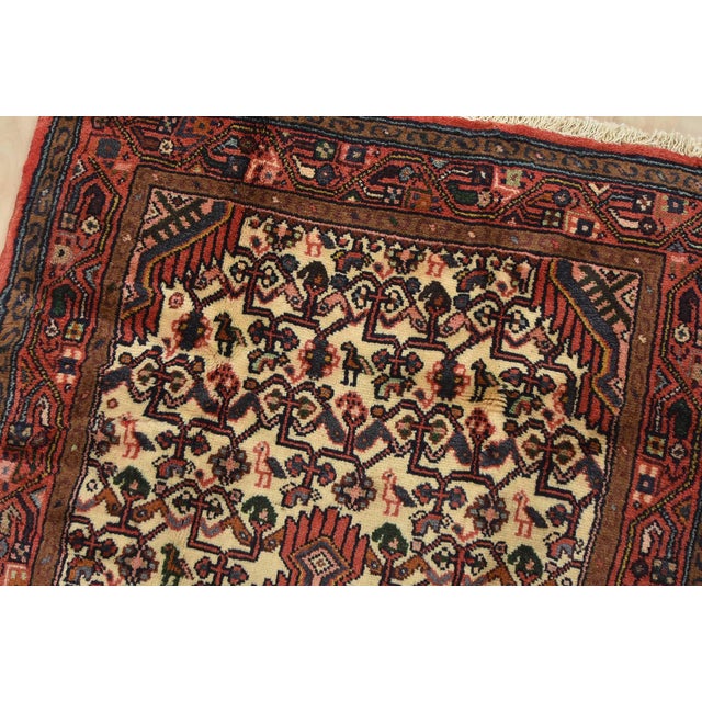 Hamedan Rug 2’7” X 4’2” Ivory Wool Vintage Tribal Hand-Knotted Carpet For Sale In Philadelphia - Image 6 of 10