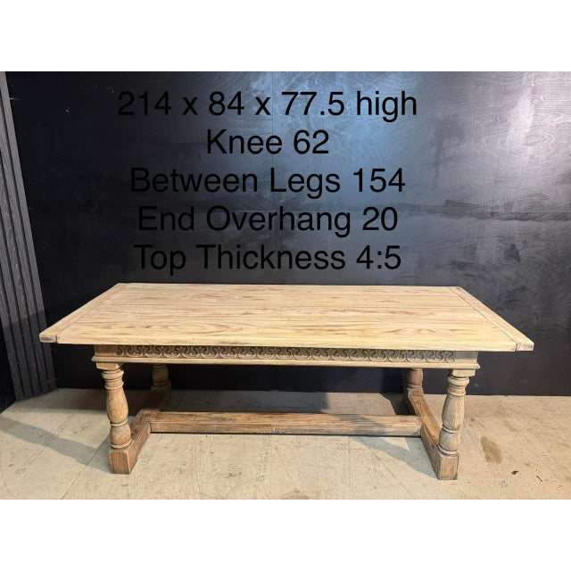 Vintage Bleached Oak Farmhouse Dining Table, 1925 For Sale - Image 14 of 15