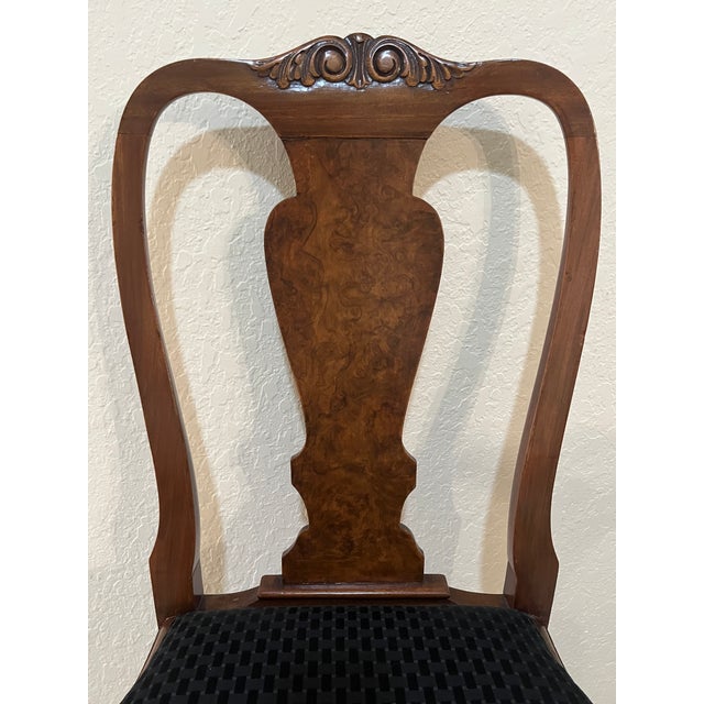 Antique Hand Carved Queen Anne Walnut Chairs - Set of 4 For Sale - Image 12 of 18