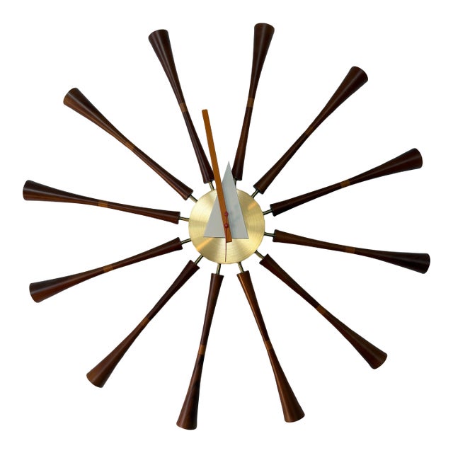 Mid 20th Century Nelson Walnut Spindle Clock by Vitra For Sale