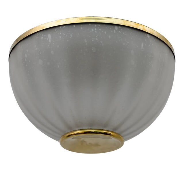 Mid-Century Modern Murano Glass and Brass Ceiling Light, 1970s For Sale