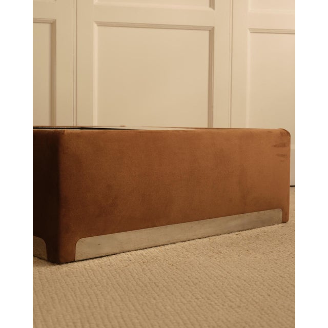 Italian coffee table -1970s The tabletop retains its original metal finish and features a compartment formerly used for...