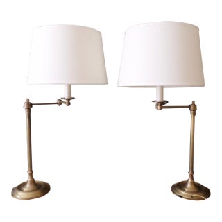 Dutroc Rosset Bronze Finish Adjustable Table Lamps, a Pair For Sale