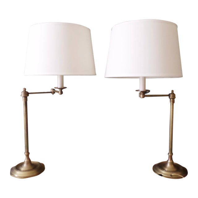 Dutroc Rosset Bronze Finish Adjustable Table Lamps, a Pair For Sale