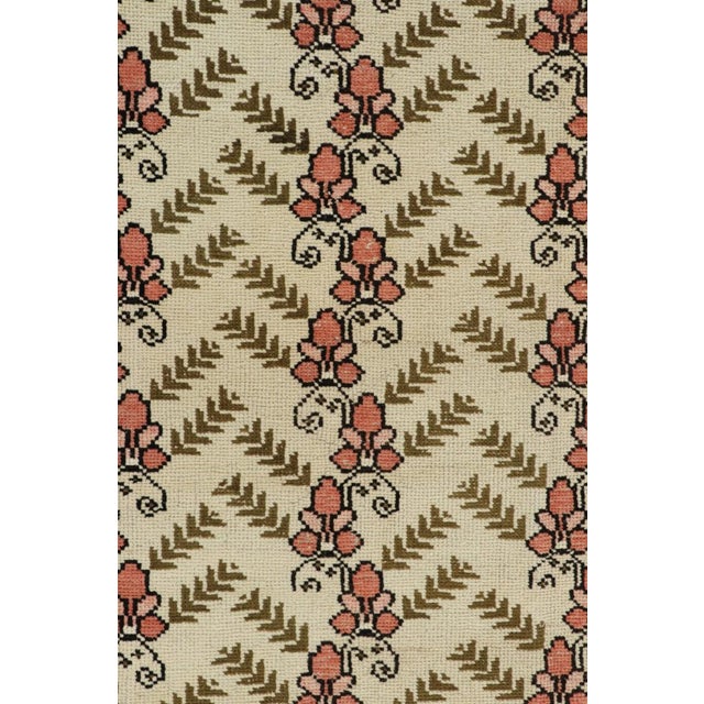 Traditional Vintage Turkish Sparta Rug in Beige With Green and Pink Floral | Rug & Kilim For Sale - Image 3 of 7