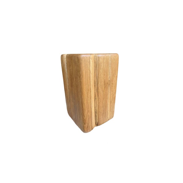 Large Reclaimed Teak Wood Side Table or Pedestal Stunning Textures For Sale - Image 4 of 5