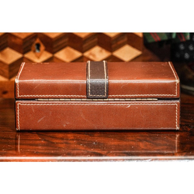 Luxurious Leather Vintage Mark Cross Men's Jewelry Box Dresser Home Decor For Sale - Image 10 of 12