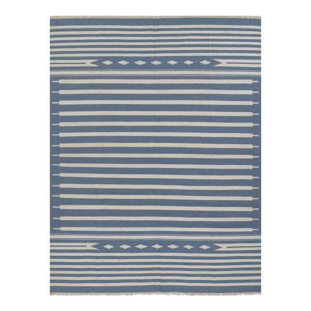Erin Gates by Momeni Thompson Billings Light Blue Hand Woven Wool Area Rug 5' X 7'6" For Sale