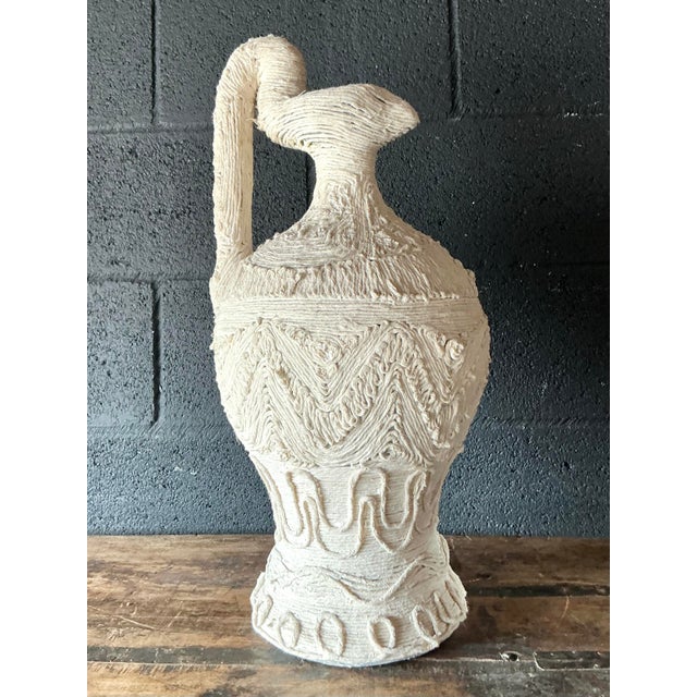Vintage Textured Textile Covered Vase With Handle For Sale - Image 12 of 16