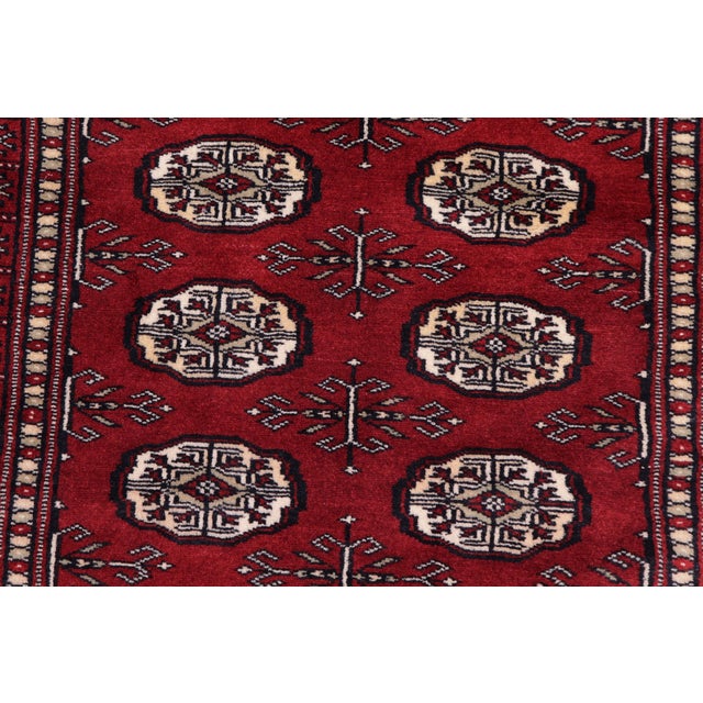 Textile Tribal Bokhara Red/Beige Hand Knotted Wool Rug Runner For Sale - Image 7 of 9