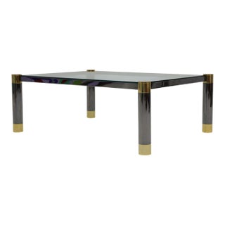 Signed Karl Springer Gunmetal and Brass Cocktail Table, 1970s For Sale