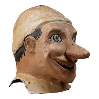 Early 20th Century Papier Mache Carnival Character Mask For Sale