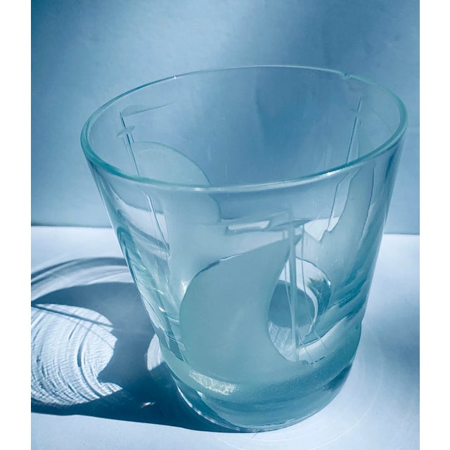 Traditional Vintage Etched Sailboat Transparent Crystal Cocktail Lowball Glasses, in the 'Artel Style'- Set of 8 For Sale - Image 3 of 12