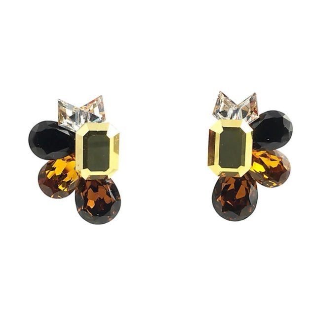 1980s 1980s Wendy Gell Yellow, Brown, and Black Bangles, Earrings, Brooch Jewelry Set - 6 Pieces For Sale - Image 5 of 11