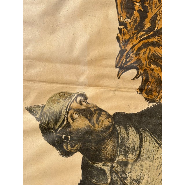 A French World War I lithograph by artist Faivre, Abel, 1867-1945, titled "Pour la France versez votre or. L'or combat...