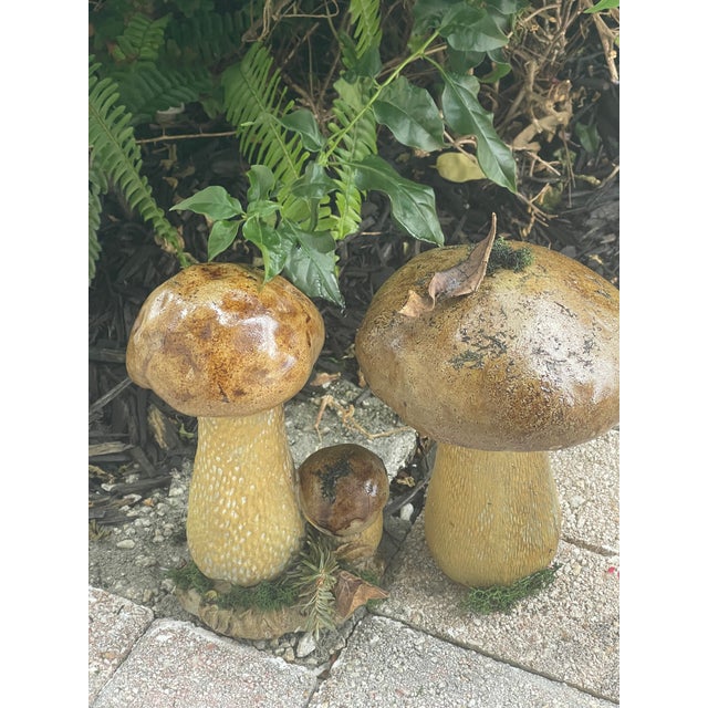 1960s Two Boletus Mushrooms Garden Concrete Ornaments, 2 Pieces For Sale - Image 4 of 6