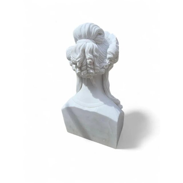 Stone Italian Hand-Carved Marble Bust of Greek Woman, 1980s For Sale - Image 7 of 12