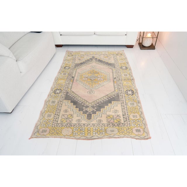 Tan Vintage Anatolian Oushak Rug For Sale - Image 8 of 10