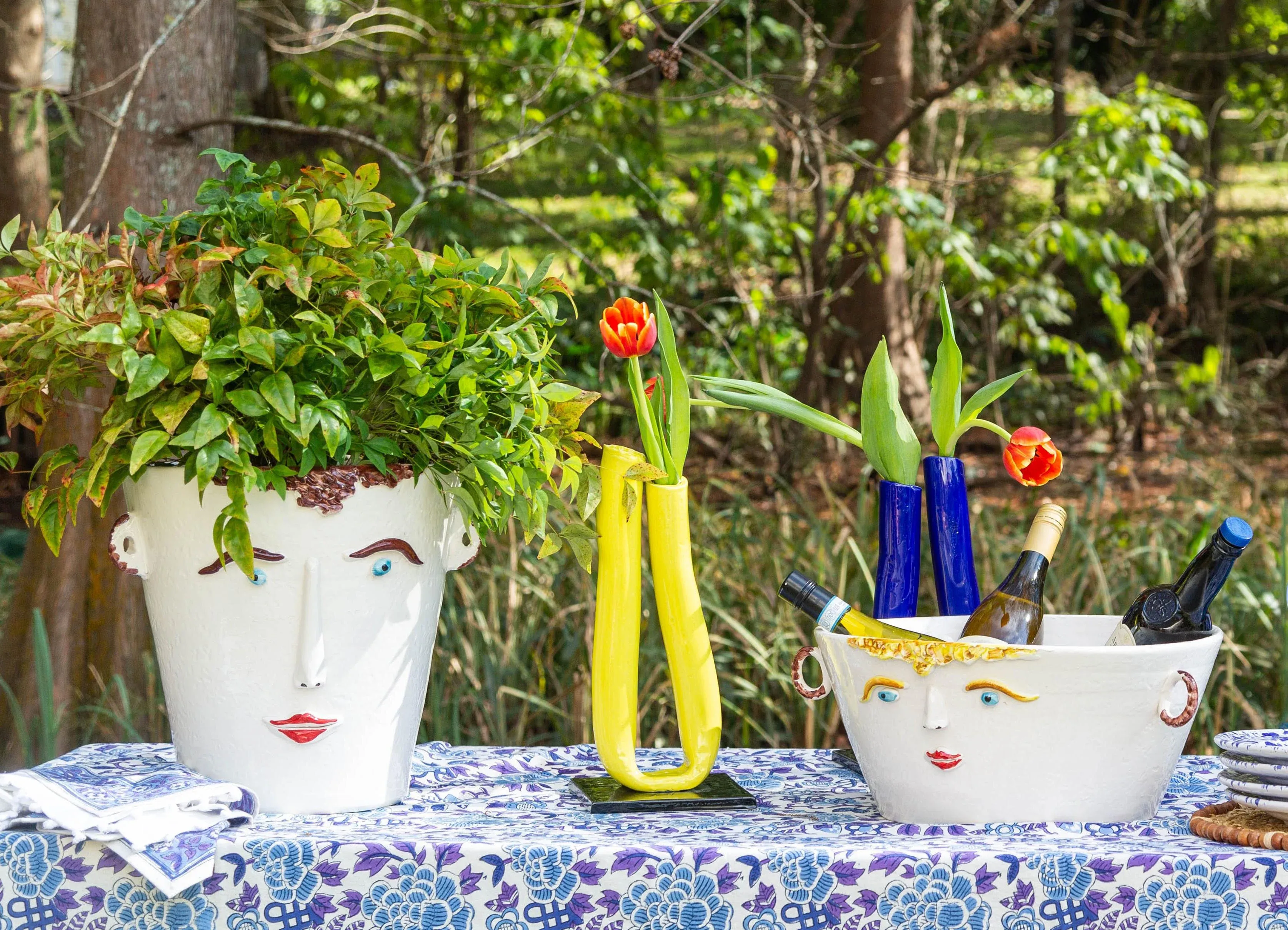 Abigails Female Face Decorated Vase / Ice Bucket - Thumbnail 5