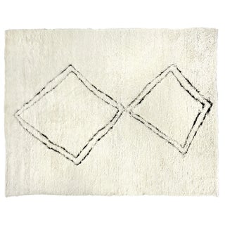 Weighton Hand loom Wool Ivory/Black Rug-10'x14" For Sale