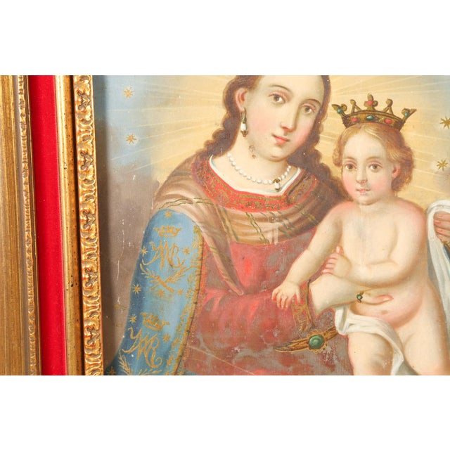 Our Lady of Refuge for Sinners, Oil on Tin, 19th Century For Sale - Image 4 of 11