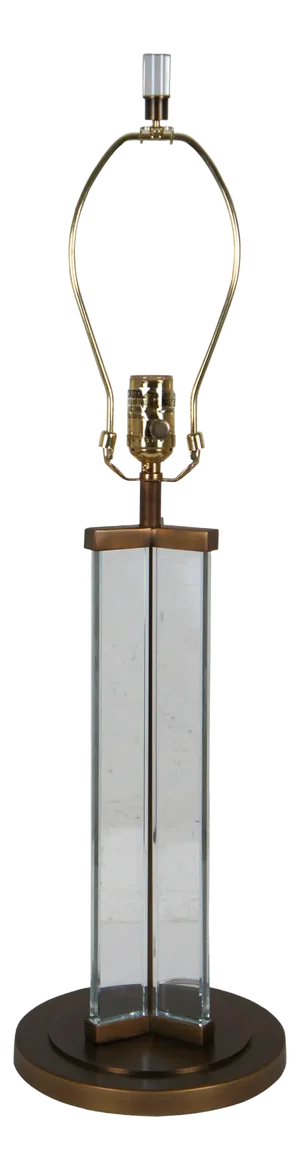 Robert Abbey Brass & Glass Modern Geometric Pillar Table Lamp