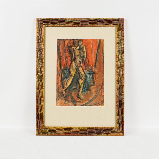 American Brutalist Nude Study Pastel Painting by John Begg, Circa 1950 For Sale - Image 3 of 15