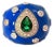 Blue Enamel Sterling Silver Ring With Green Teardrop Cubic Zirconia- Size 7 For Sale