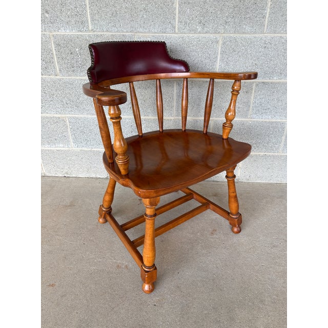 Description: Vintage Maple Barrel Back Saloon Chair. Original Finish. Normal Vintage Furniture Age Wear, such as scuffs on...