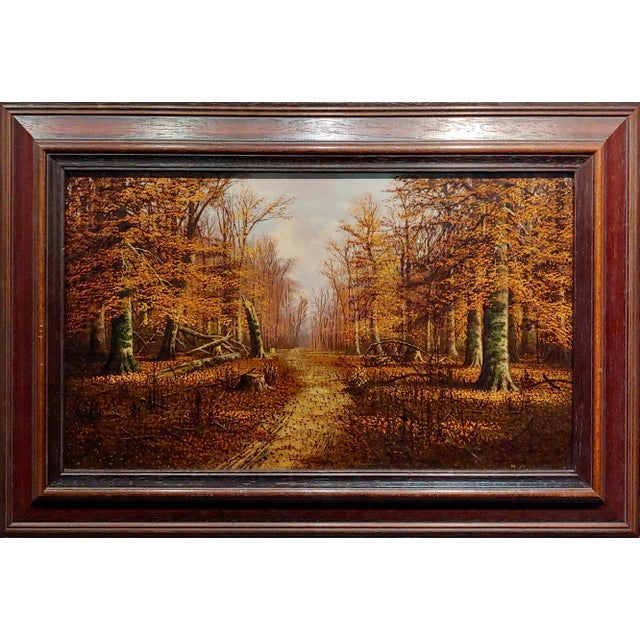 William McKendree Snyder-Autumn Path Through a Southern Indiana Beech Trees-Oil Painting For Sale - Image 10 of 10