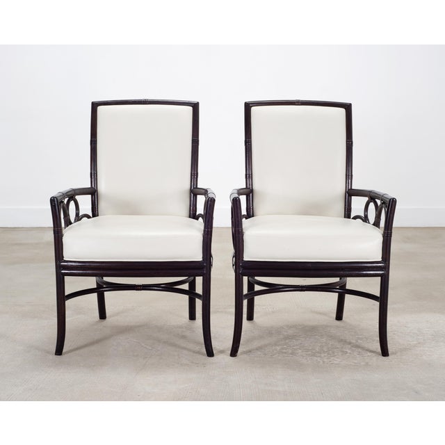 Set of Eight Laura Kirar for McGuire Rattan Ring Dining Chairs For Sale - Image 9 of 18
