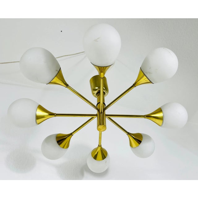 1960s Mid-Century Modern Brass Chandelier from Kaiser Leuchten, 1960s For Sale - Image 5 of 11