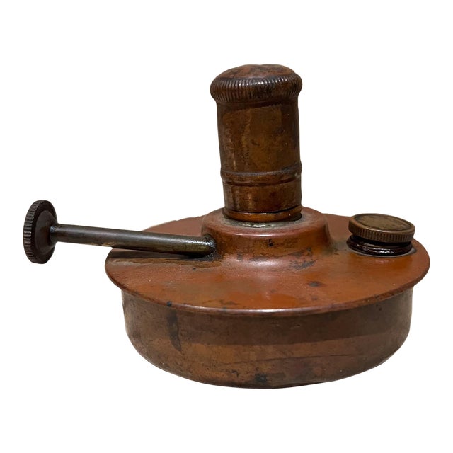 1904 Antique Manning Bowman Patinated Copper Brass Oil Lamp For Sale