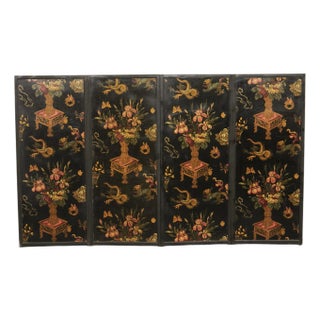 Mid 20th Century Floral Folding Screen, 4' Tall For Sale