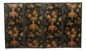 Mid 20th Century Floral Folding Screen, 4' Tall