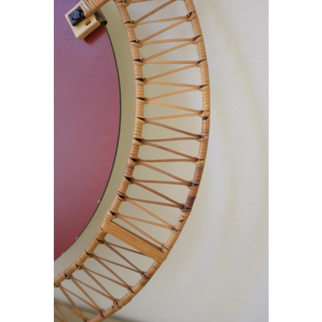 1950s Danish Mid-Century Rattan Mirror For Sale In New York - Image 6 of 7