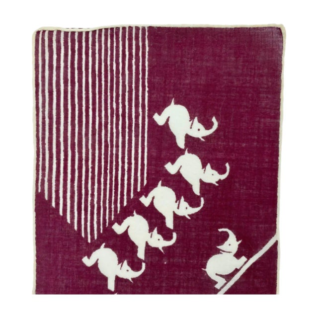 Art Deco Set of 4 Antique Art Deco Red Elephant Linen Cocktail Napkins For Sale - Image 3 of 13