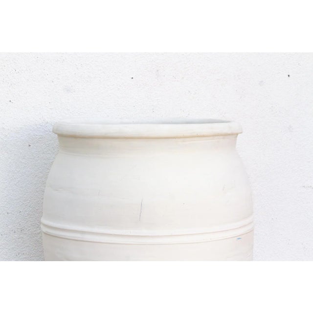 Tall Mediterranean Amphora Shape White Terracotta Planter For Sale - Image 4 of 9