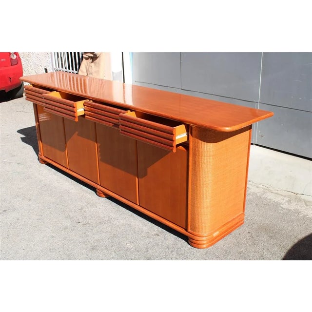 Bamboo & Wood Sideboard from Roberti Rattan, Italy, 1970s For Sale - Image 12 of 16