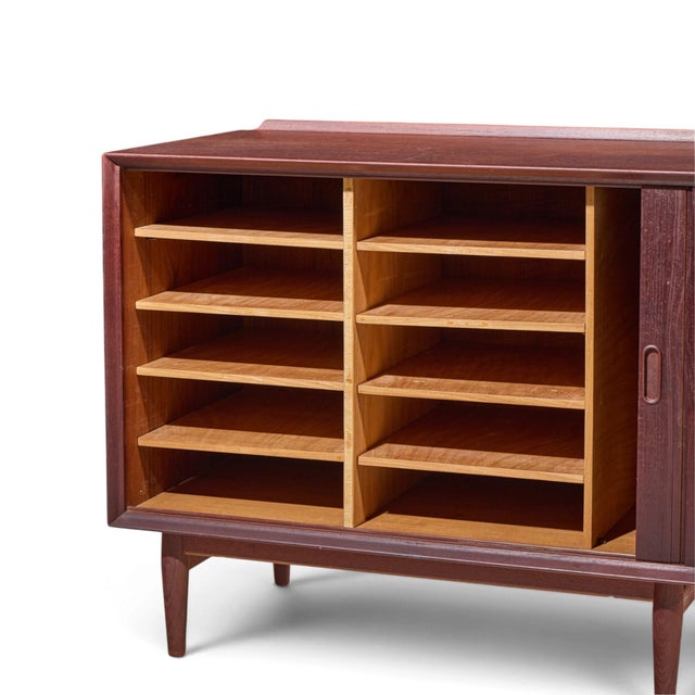 Wood Arne Vodder for Sibast Mid Century Danish Teak Tambour Door Cabinet Credenza For Sale - Image 7 of 8