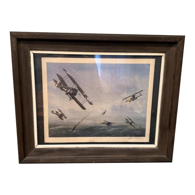 Framed Print Ww1 “Dog Fight 1918” Signed in Pencil by Artist John T McCoy 1974 For Sale