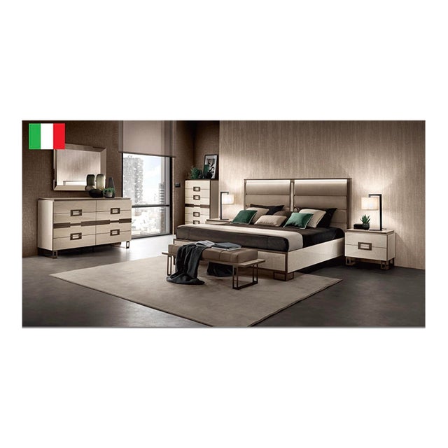 Casa Milano Poesia Upholstered 6-Piece Italian King Bedroom Set With Led Bed For Sale