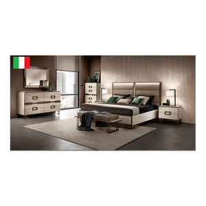 Poesia Upholstered 6-Piece Italian King Bedroom Set With Led Bed