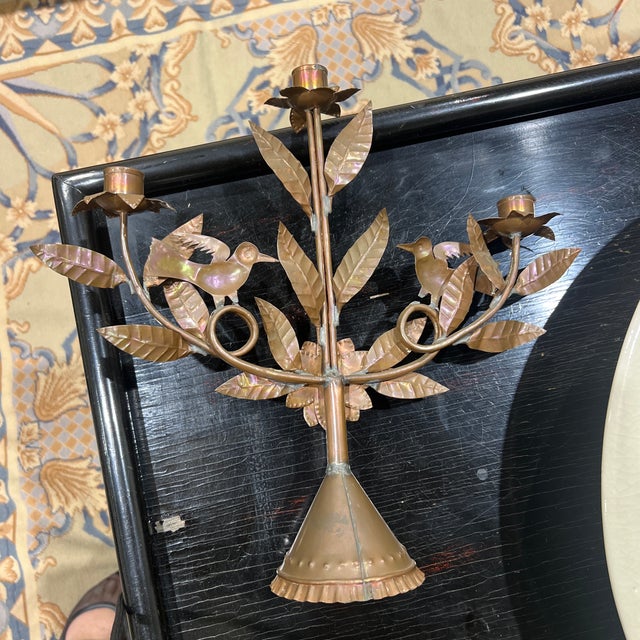 Vintage Mexican Copper Handcrafted Candelabra For Sale In New York - Image 6 of 10
