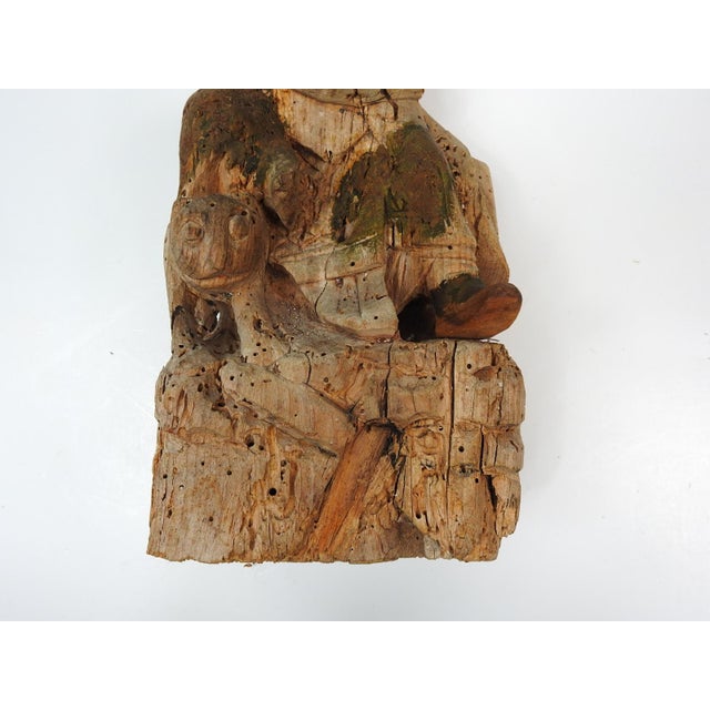 19th Century Chinese Hand Carved Wood Guardian Sculpture For Sale In Seattle - Image 6 of 9