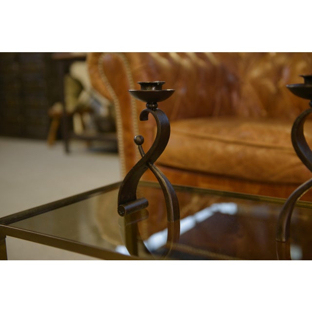 Wrought Iron Candlesticks by Charles Piguet, 1940s, Set of 2 For Sale - Image 4 of 10