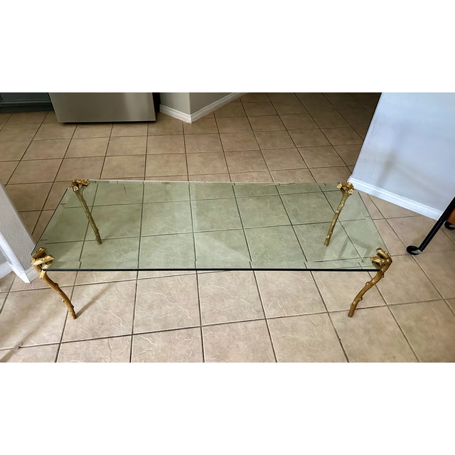 P.E.Guerin Faux Bois Gilt Bronze Cocktail Table For Sale In Palm Springs - Image 6 of 17